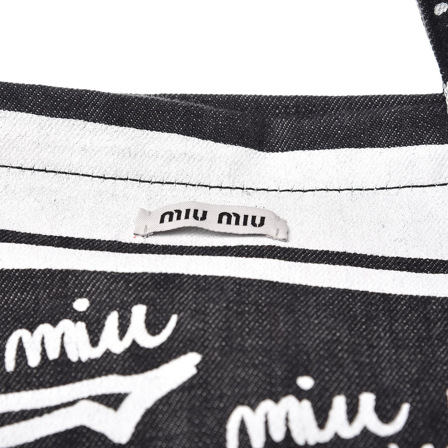 Denim Print Shopping Tote Black