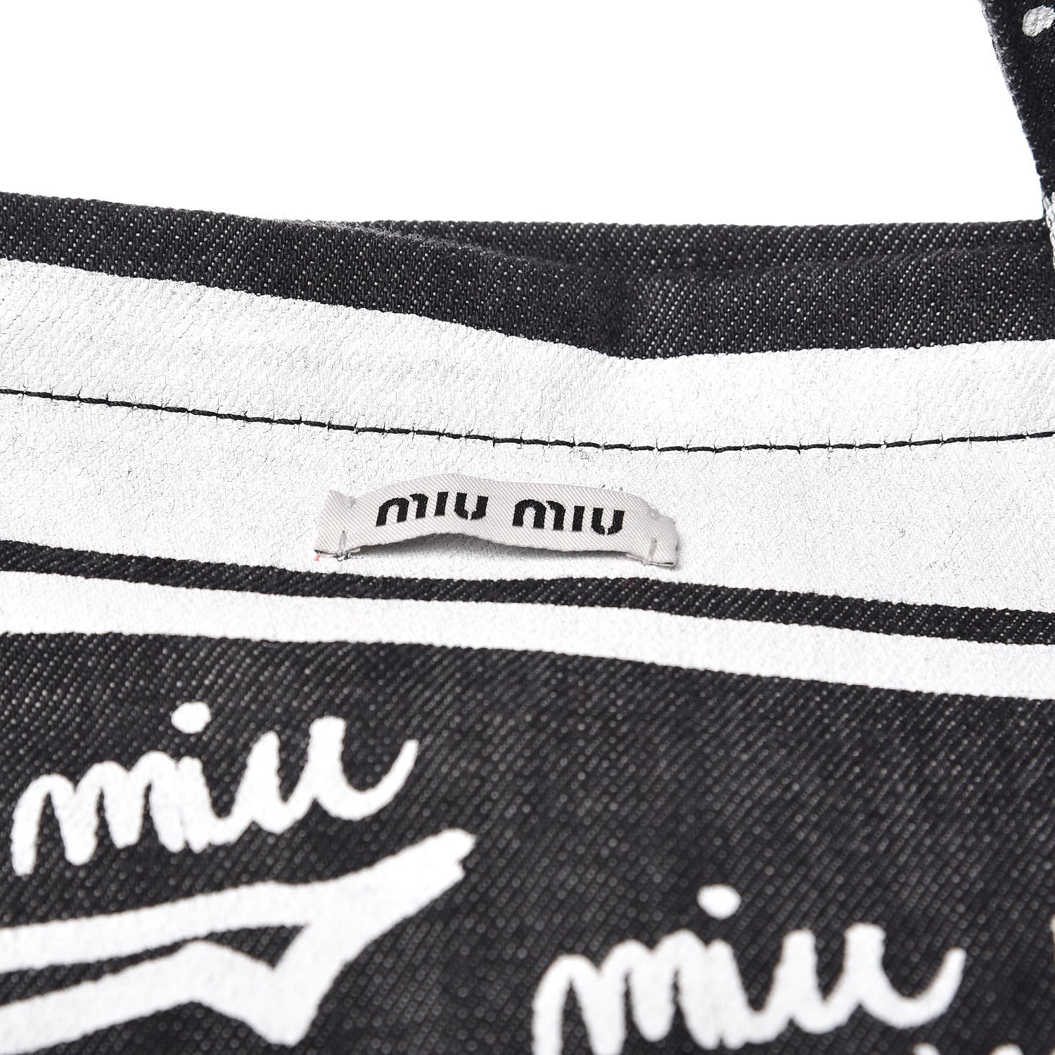 Miu Miu Denim Print Shopping Tote Black 8 of 11