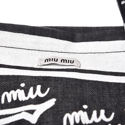 Miu Miu Denim Print Shopping Tote Black 8 of 11