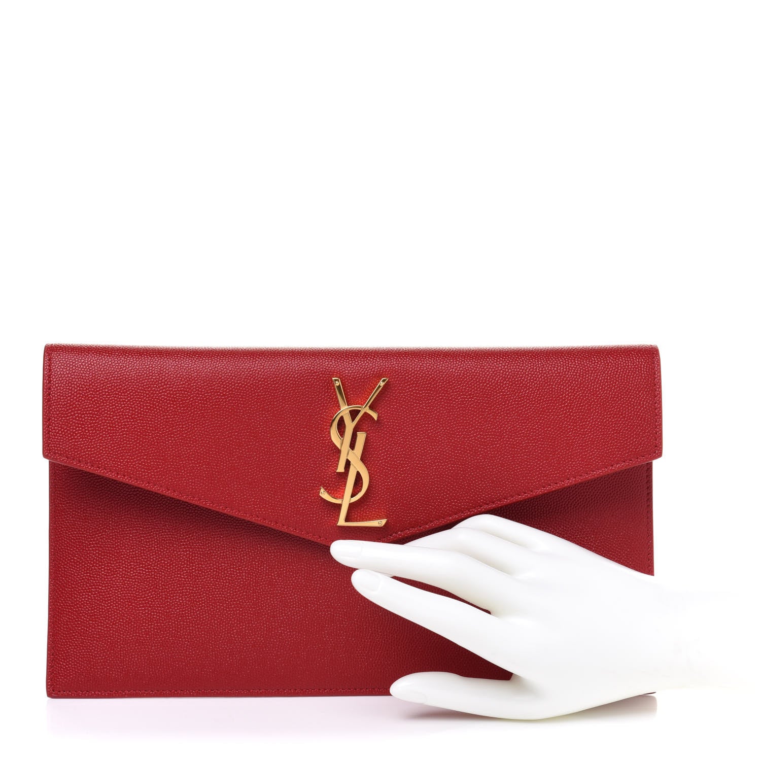 Saint Laurent Grain De Poudre Uptown Pouch Red 2 of 9