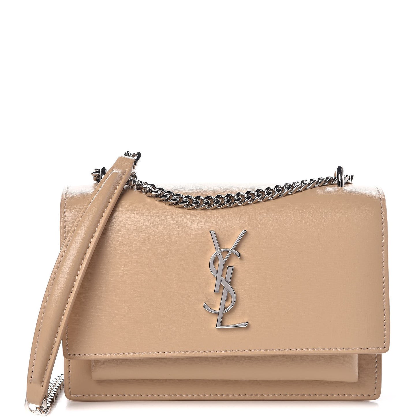 Calfskin Monogram Sunset Chain Wallet Nude Powder