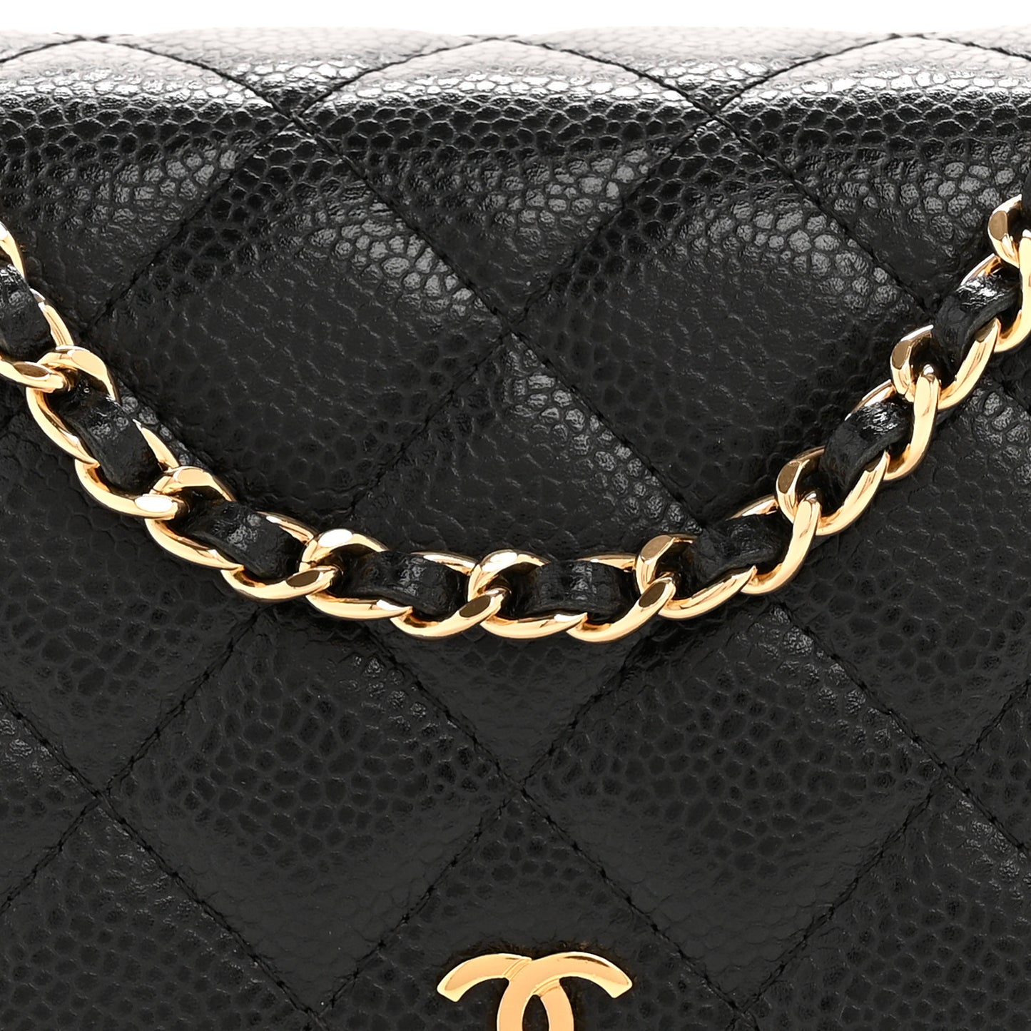 Caviar Quilted Wallet On Chain WOC Black