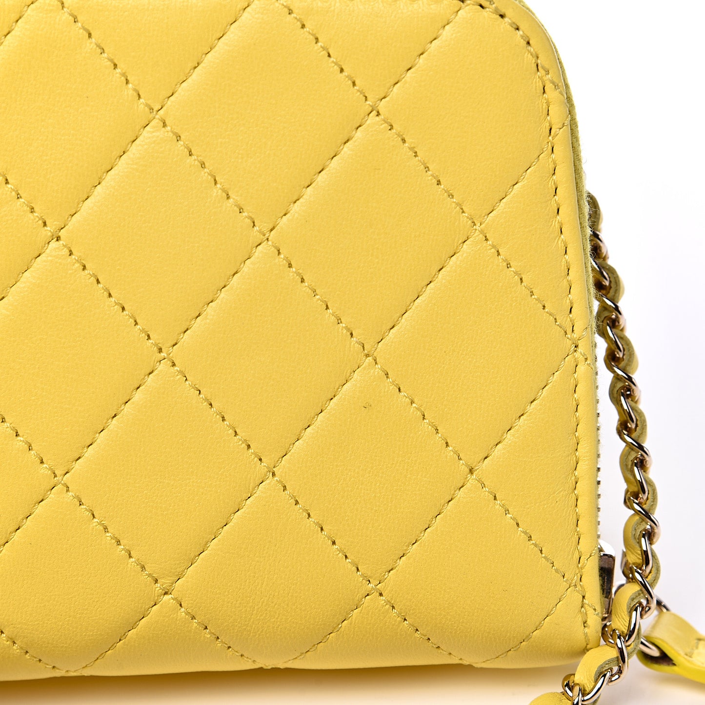 Lambskin Quilted Small Pocket Camera Case Yellow