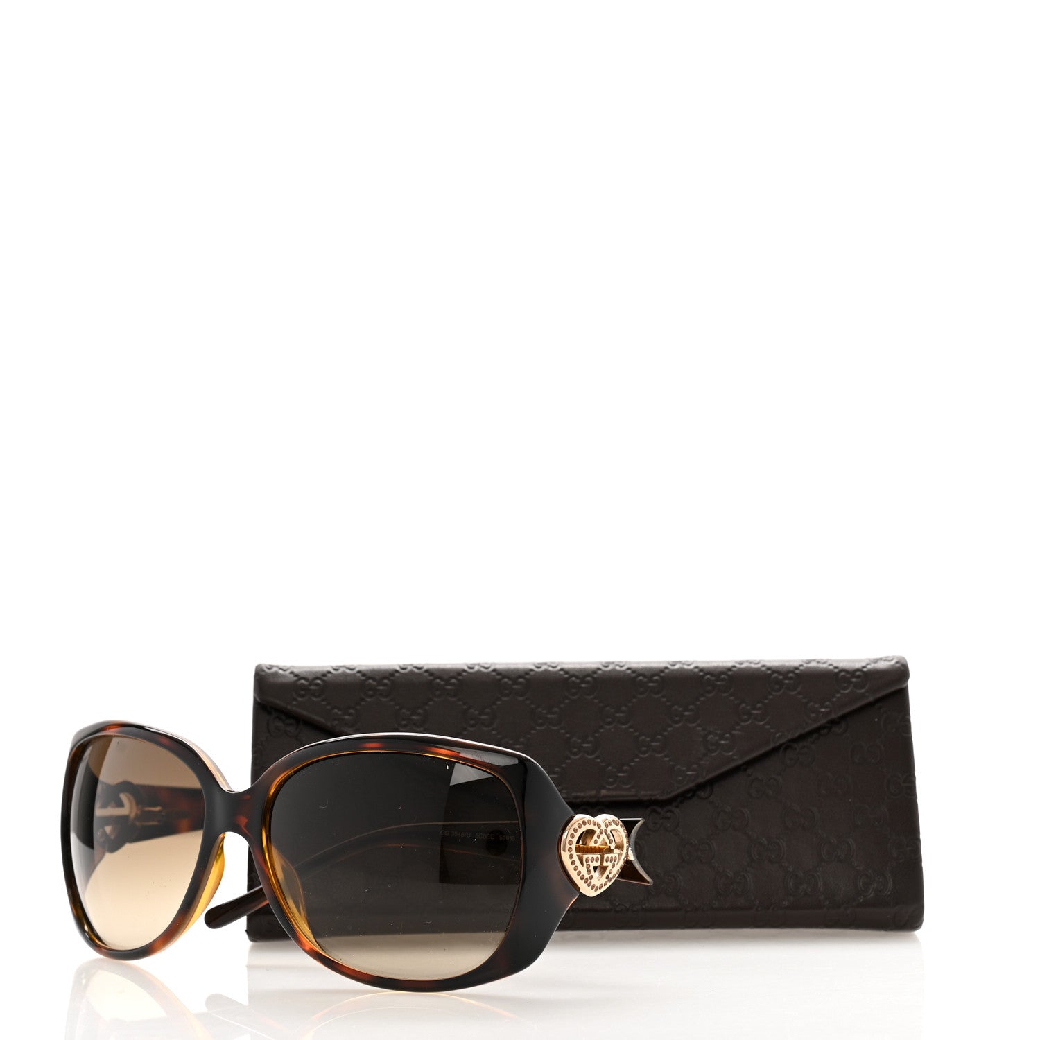 Gucci Acetate Crystal Heart GG3548S Sunglasses Havana Brown 7 of 7