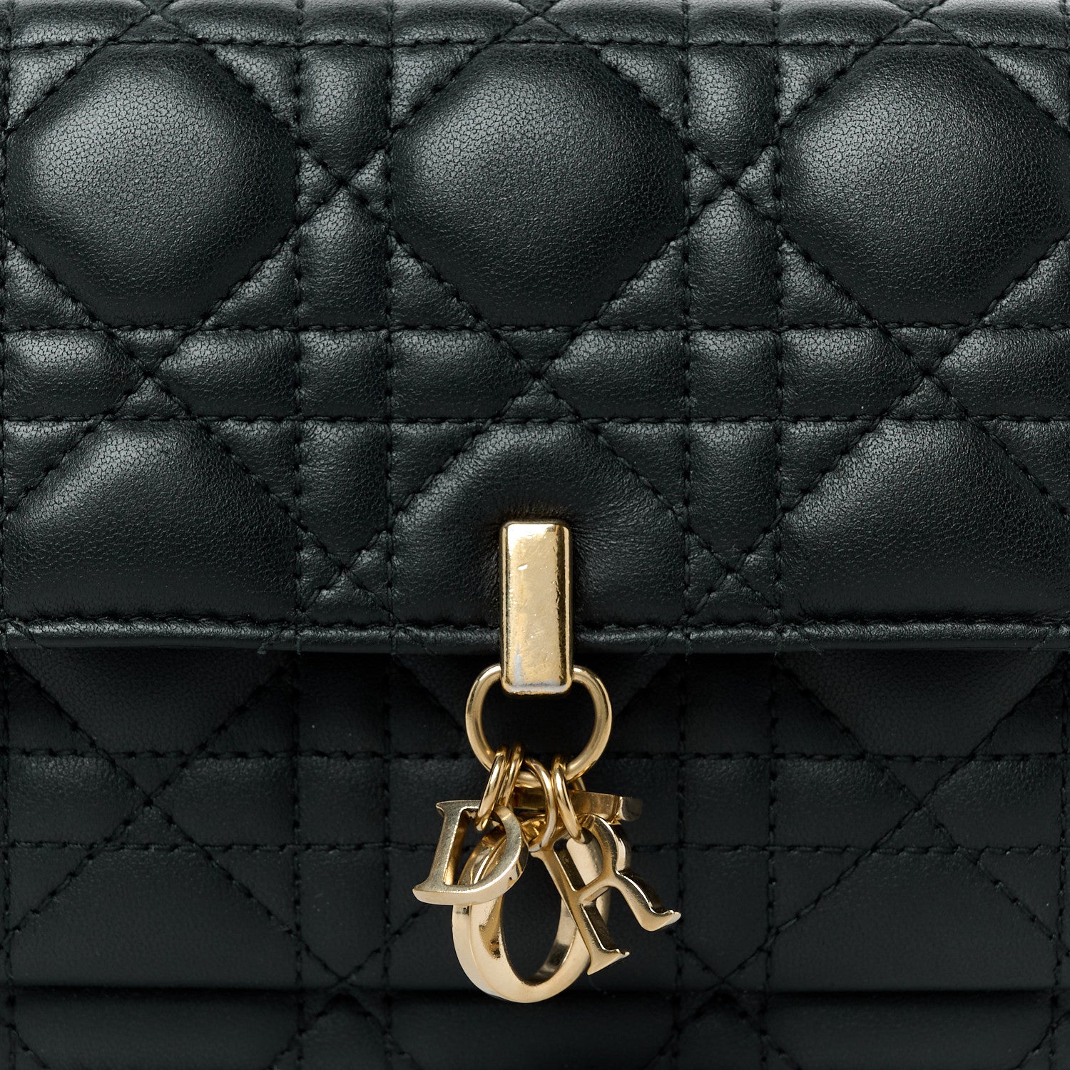 Christian Dior Lambskin Cannage Lady Dior Chain Pouch Black 7 of 9