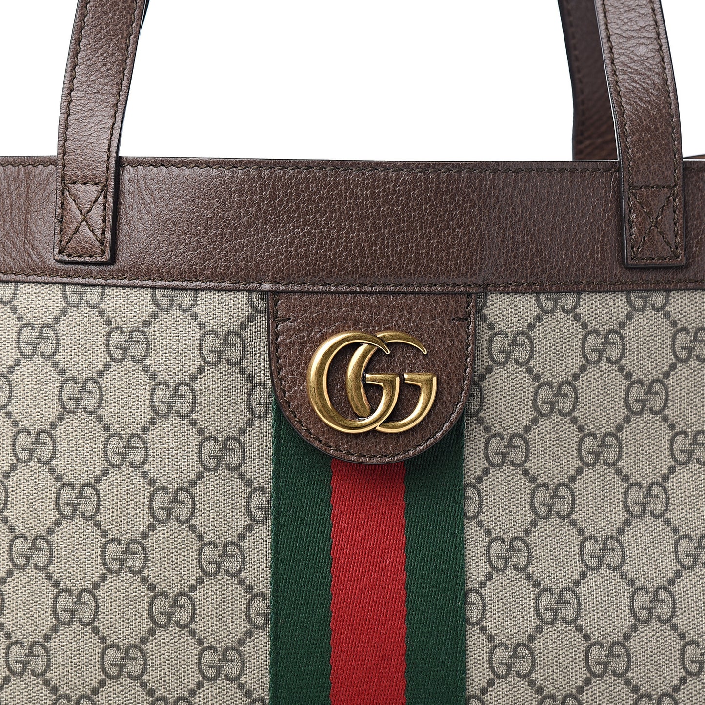 GG Supreme Monogram Web Large Ophidia Tote Brown