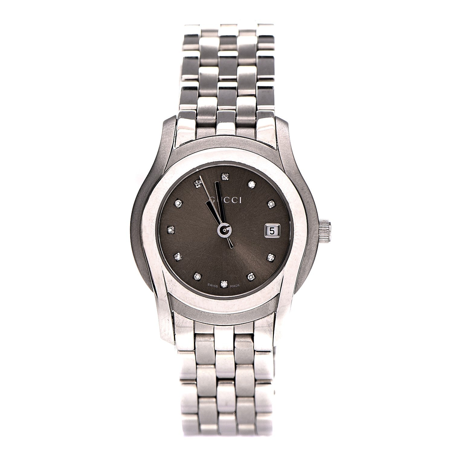 Gucci Stainless Steel Diamond 27mm 5500L Quartz Watch Brown 1 of 6