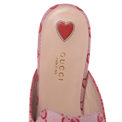Gucci Canvas GG Monogram Horsebit Womens Princetown Slippers 38.5 Gardenia Hibiscus Red 6 of 8