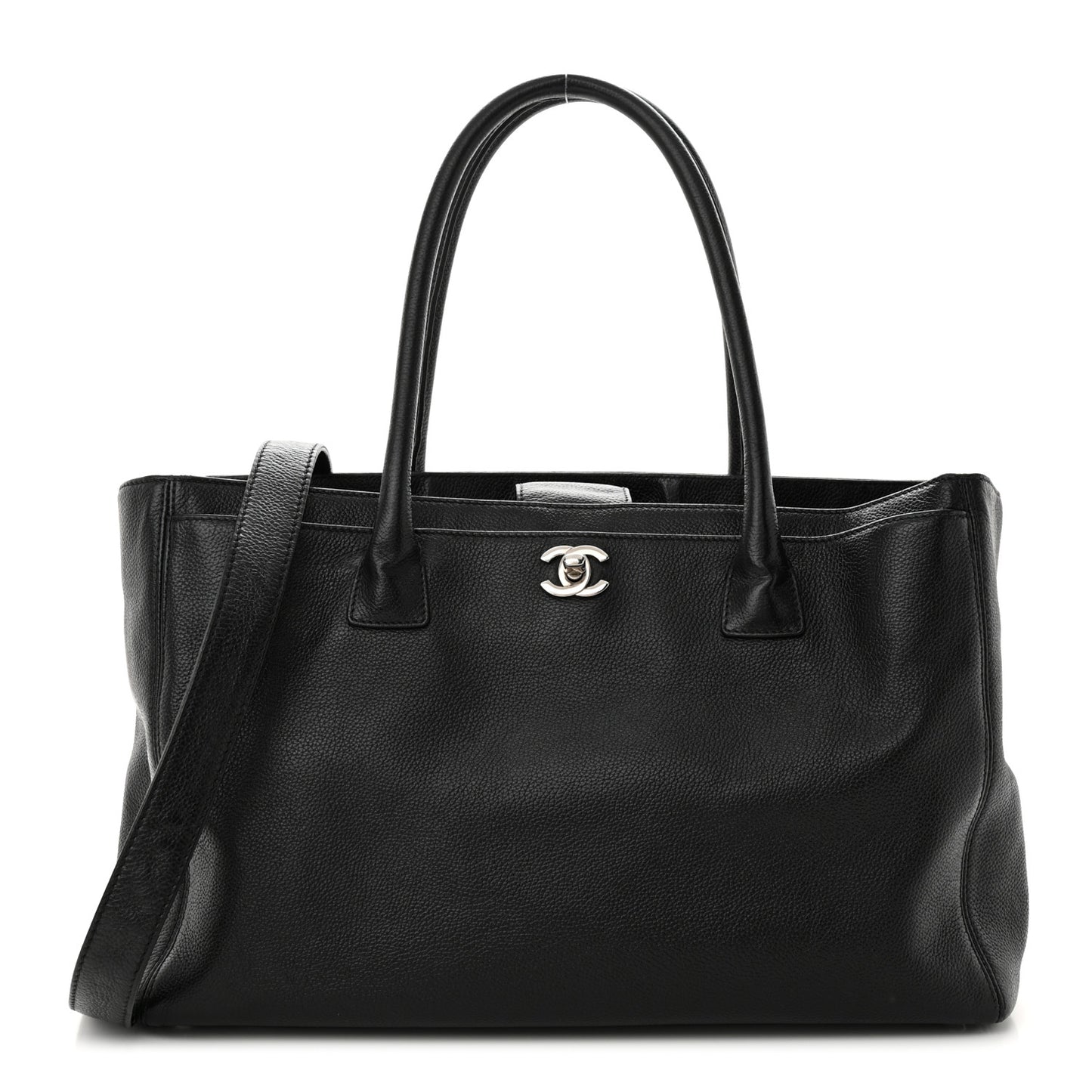 Calfskin Cerf Executive Shopper Tote Black