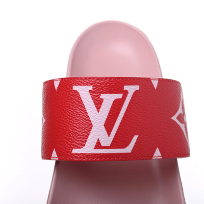 Louis Vuitton Monogram Giant Bom Dia Flat Mule Sandals 37.5 Rouge Rose 7 of 18