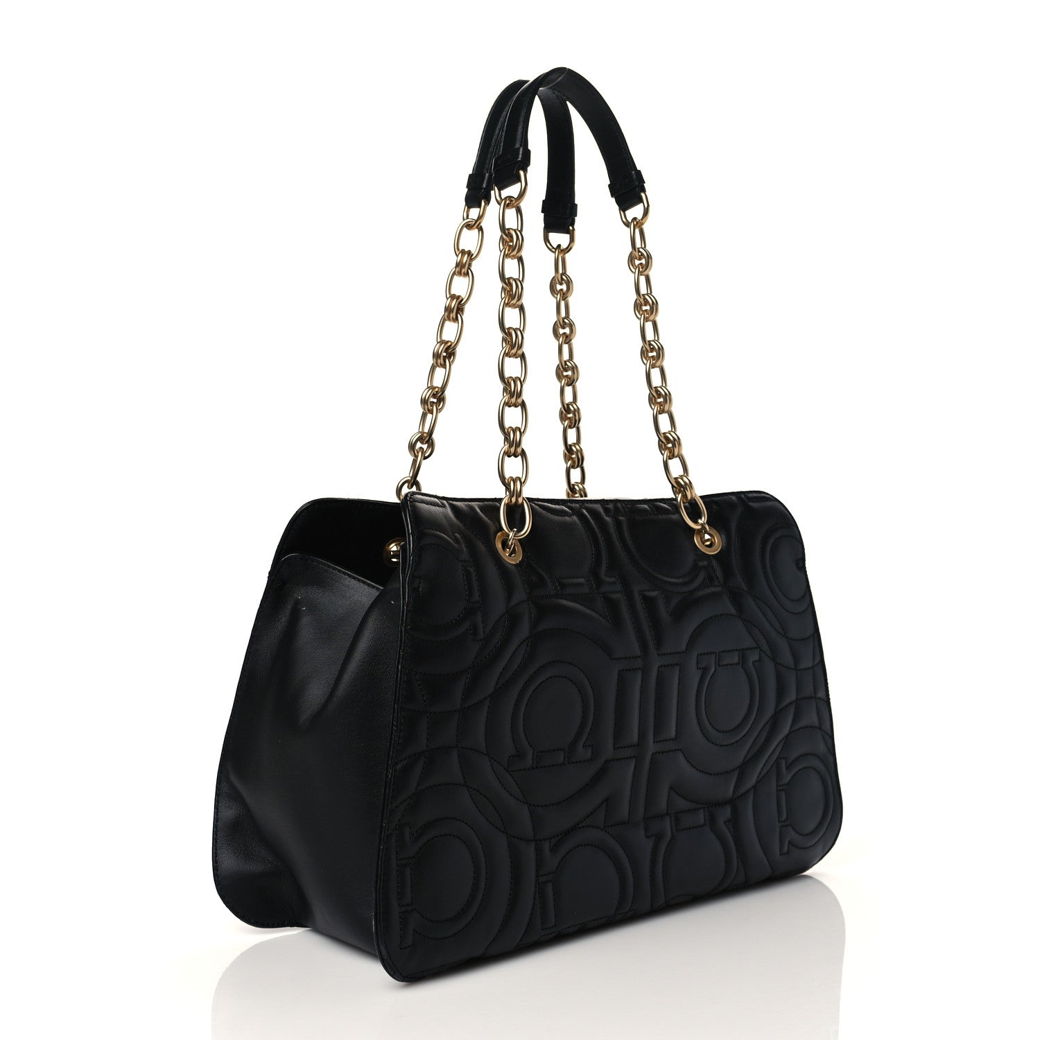 Salvatore Ferragamo Calfskin Quilted Gancini Shoulder Bag Black 3 of 9