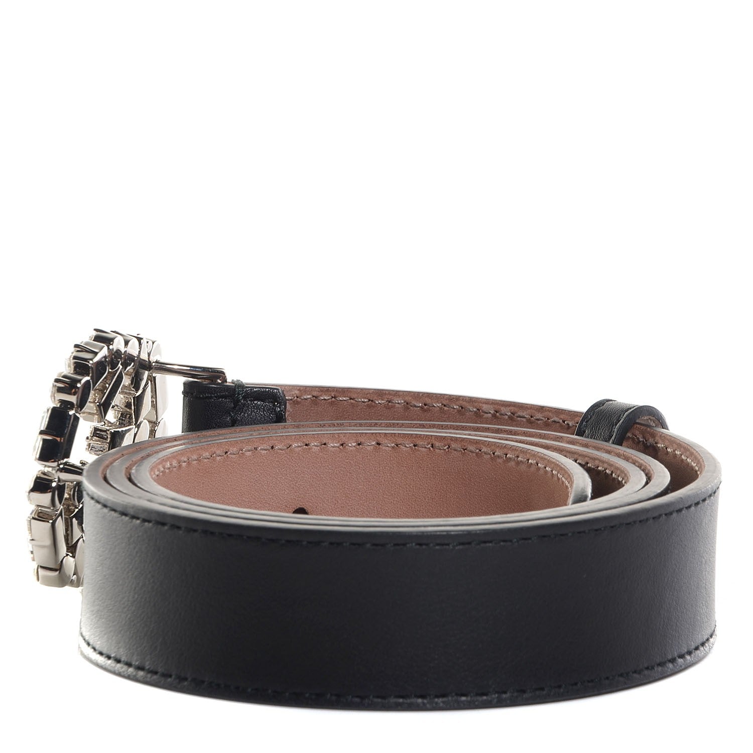 Gucci Leather Crystal Interlocking G Belt 90 36 Black 3 of 5
