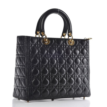 Christian Dior Lambskin Cannage Large Lady Dior Black 3 of 8