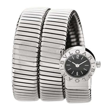 Bulgari Stainless Steel 19mm Serpenti Tubogas Double Spiral Quartz Watch Black 1 of 4