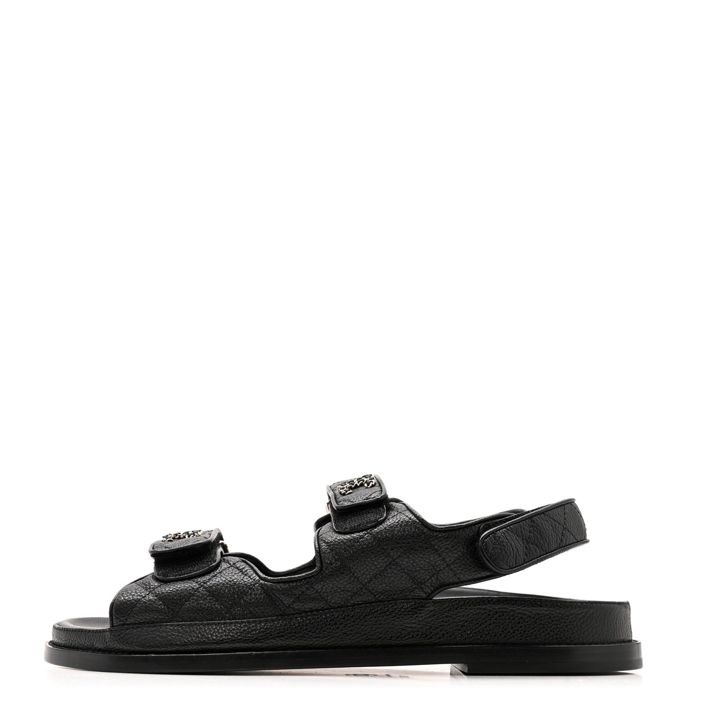 Grained Calfskin Velcro Dad Sandals 39.5 Black