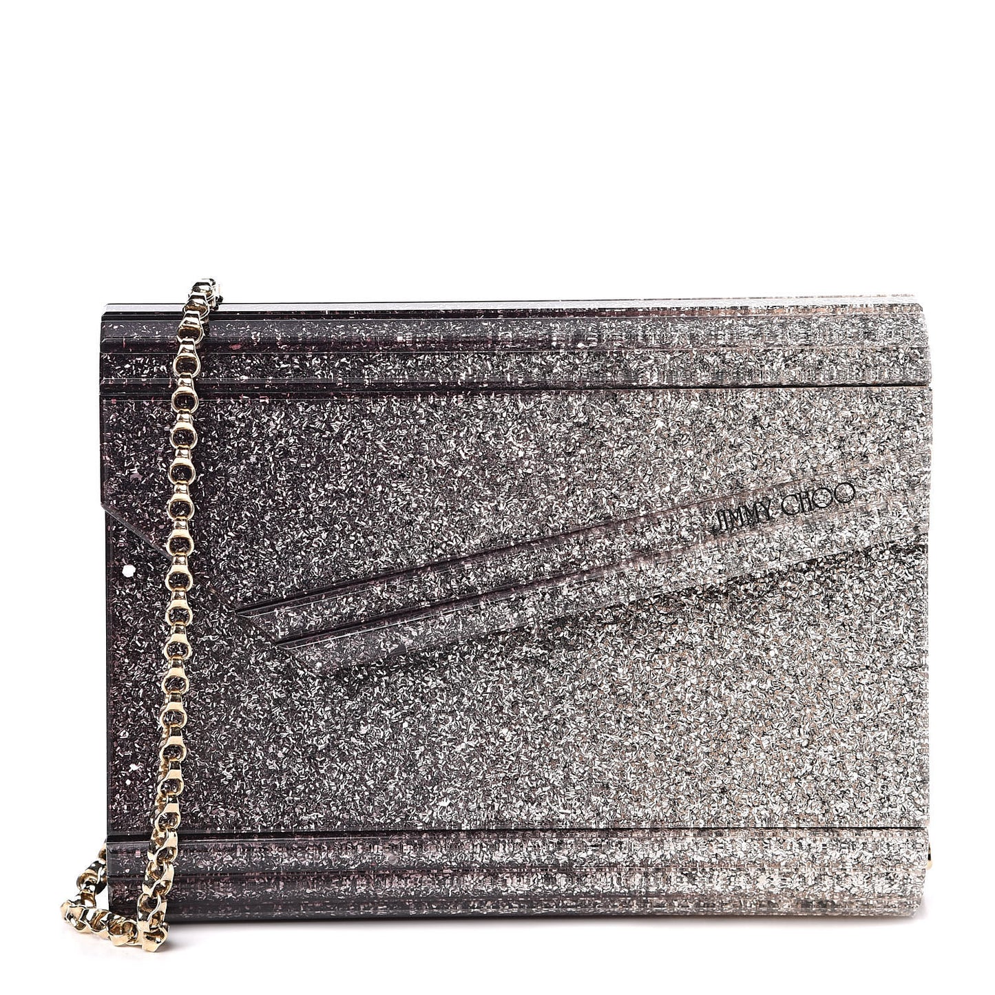 Acrylic Degrade Glitter Candy Clutch Black Silver