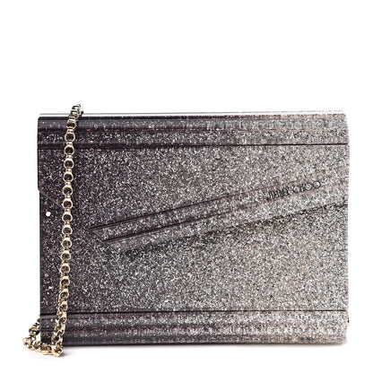 Jimmy Choo Acrylic Degrade Glitter Candy Clutch Black Silver 1 of 9