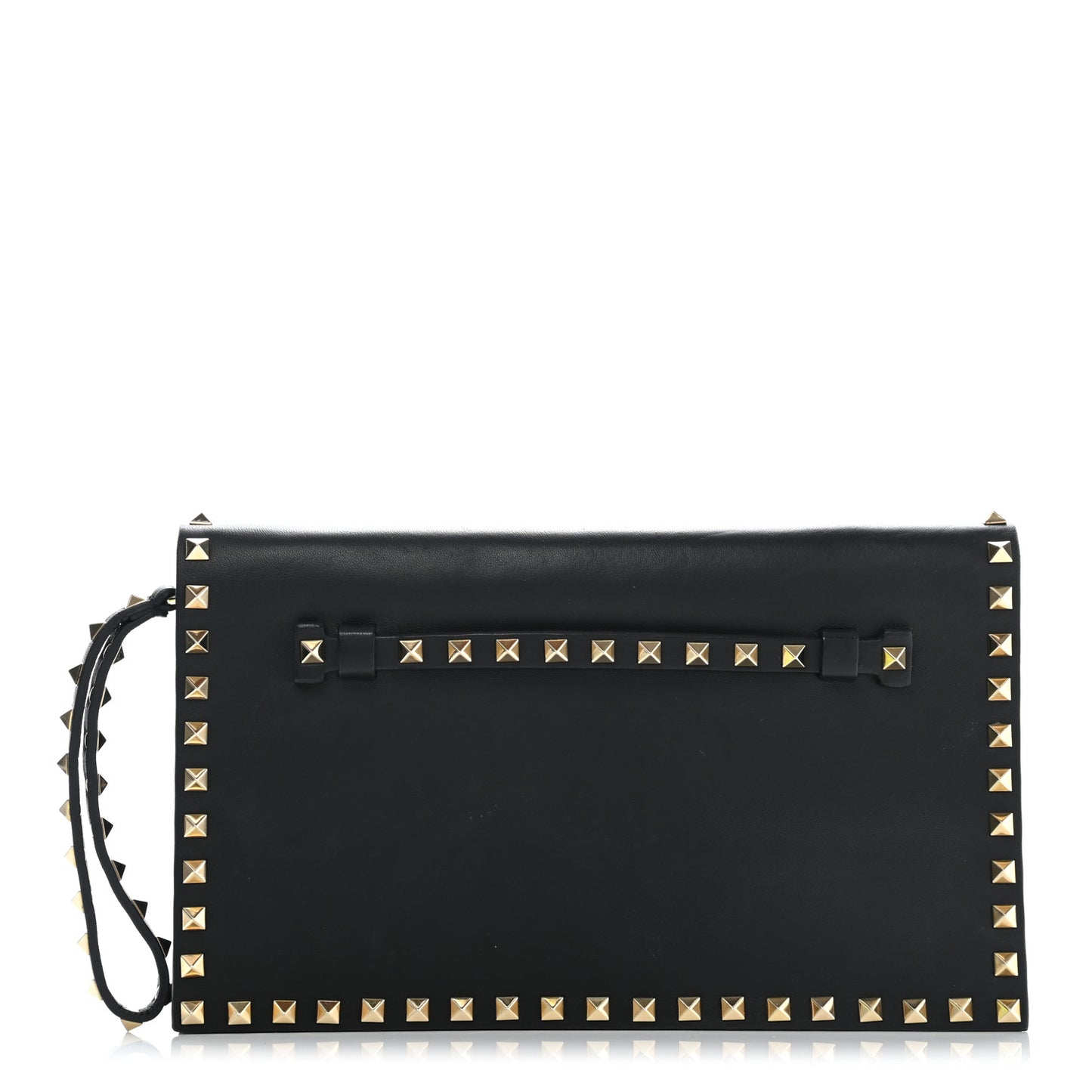Nappa Rockstud Wristlet Clutch Black