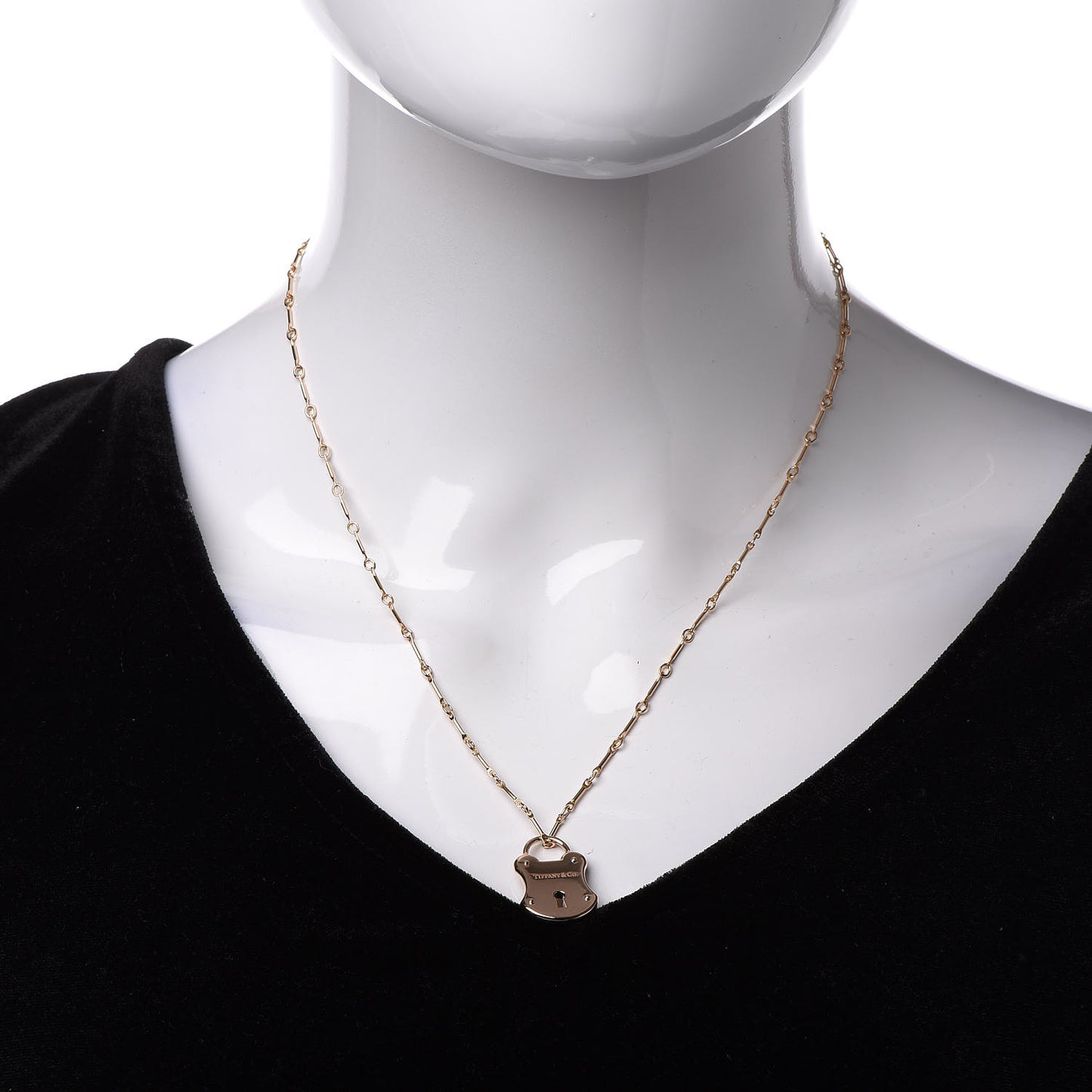 18K Rose Gold Emblem Lock Pendant Necklace