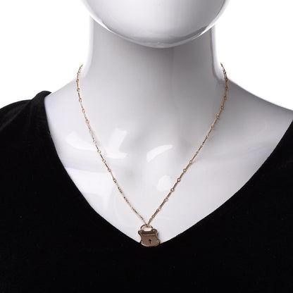 Tiffany 18K Rose Gold Emblem Lock Pendant Necklace 2 of 7