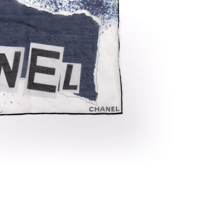 Chanel Camellia 31 Rue Cambon Scarf White Blue 3 of 3