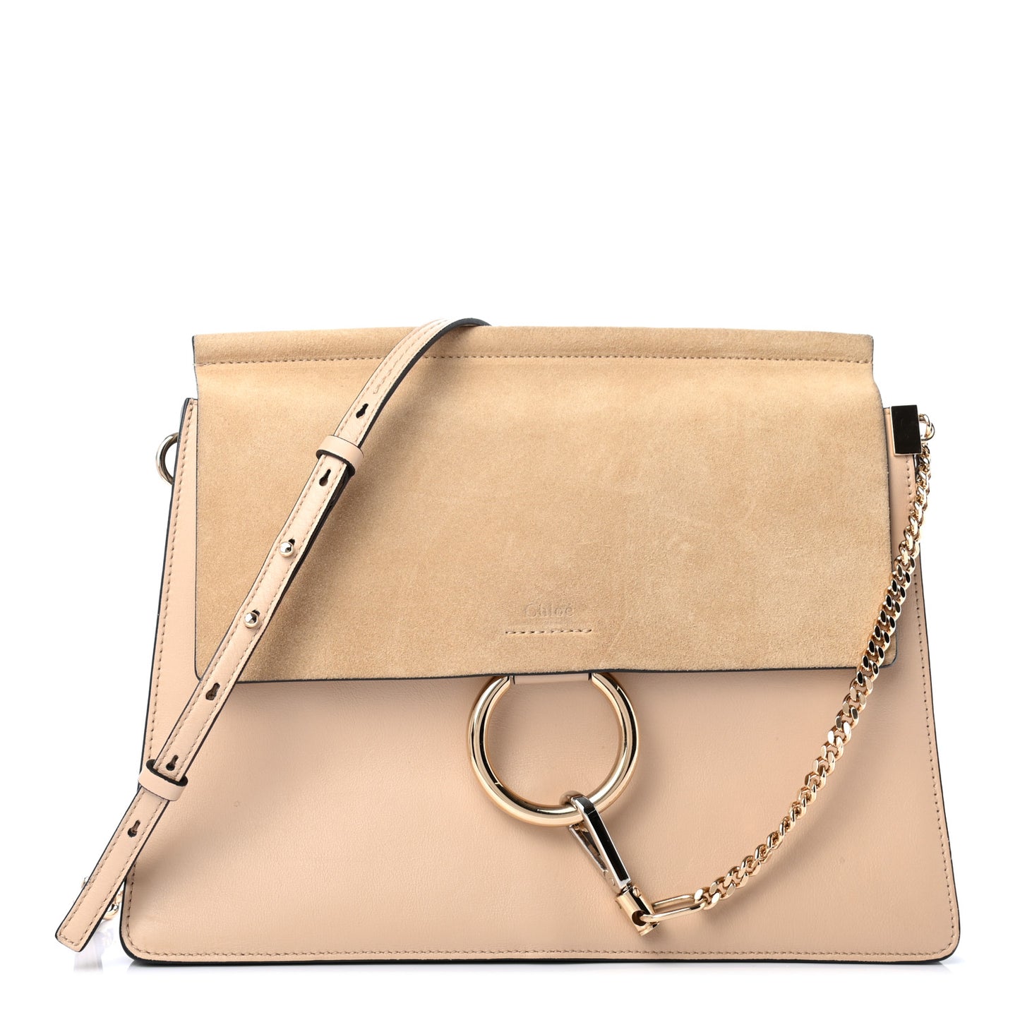 Calfskin Suede Medium Faye Shoulder Bag Motty Grey