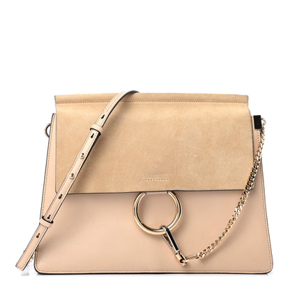 Chloe Calfskin Suede Medium Faye Shoulder Bag Motty Grey 1 of 11