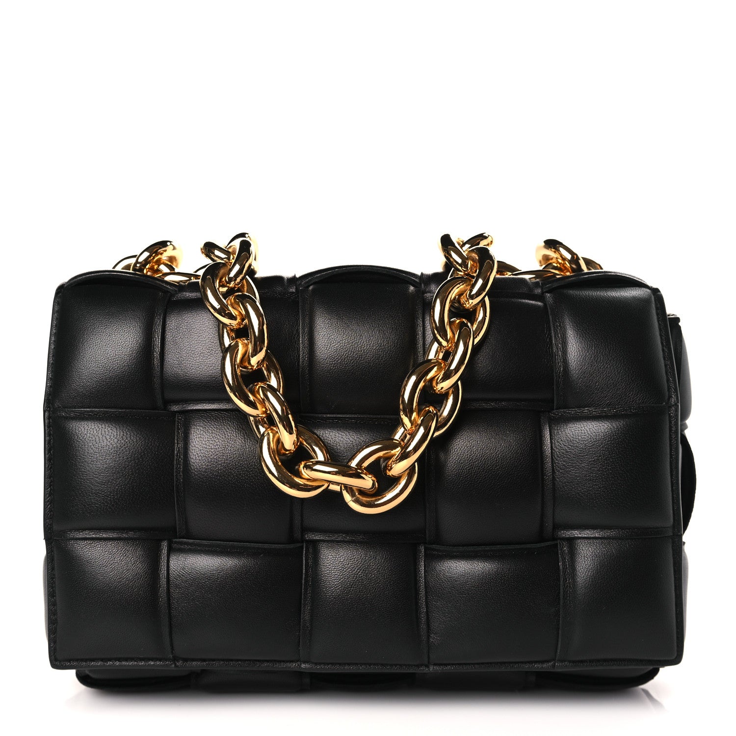 Bottega Veneta Lambskin Maxi Intreccio Padded Chain Cassette Crossbody Bag Black 1 of 8