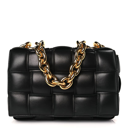 Bottega Veneta Lambskin Maxi Intreccio Padded Chain Cassette Crossbody Bag Black 1 of 8