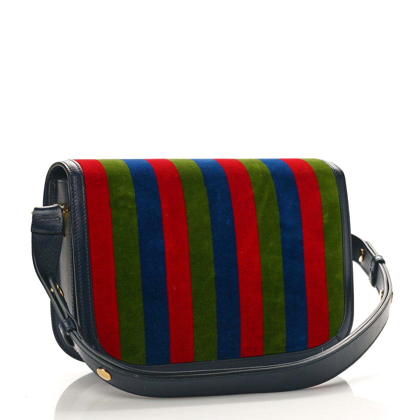 Velvet Azalea Calfskin Baiadera Stripe Horsebit 1955 Shoulder Bag Multicolor