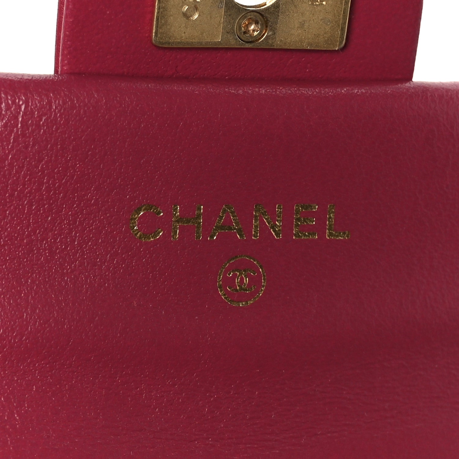Chanel Calfskin Quilted Lady Handle Flap Card Holder With Chain Dark Pink 6 of 13