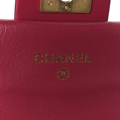 Chanel Calfskin Quilted Lady Handle Flap Card Holder With Chain Dark Pink 6 of 13