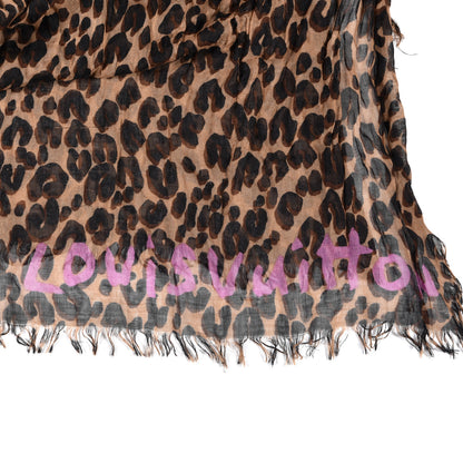 Louis Vuitton Cashmere Silk Leopard Etole Stole Marron 3 of 5