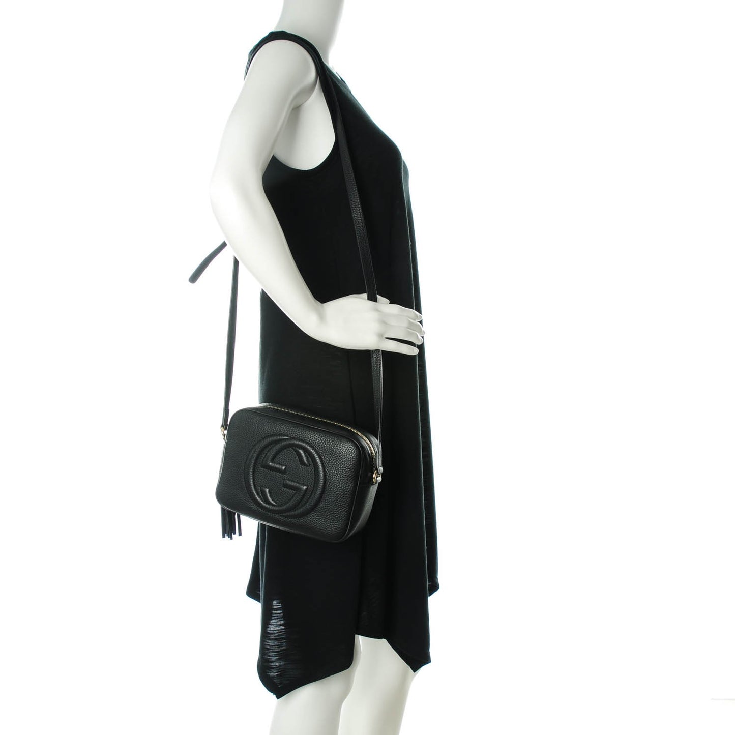 Pebbled Calfskin Small Soho Disco Bag Black