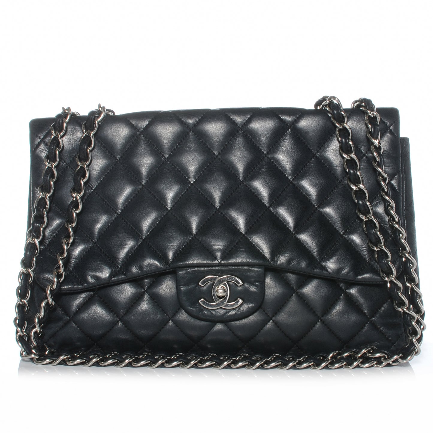 Lambskin Jumbo Single Flap Black