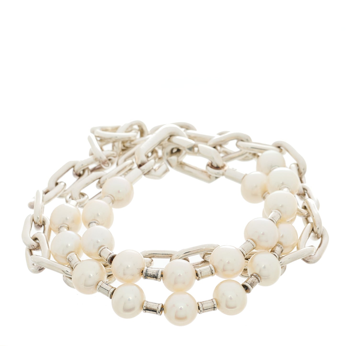 Sterling Silver Pearl HardWear Lock Bracelet