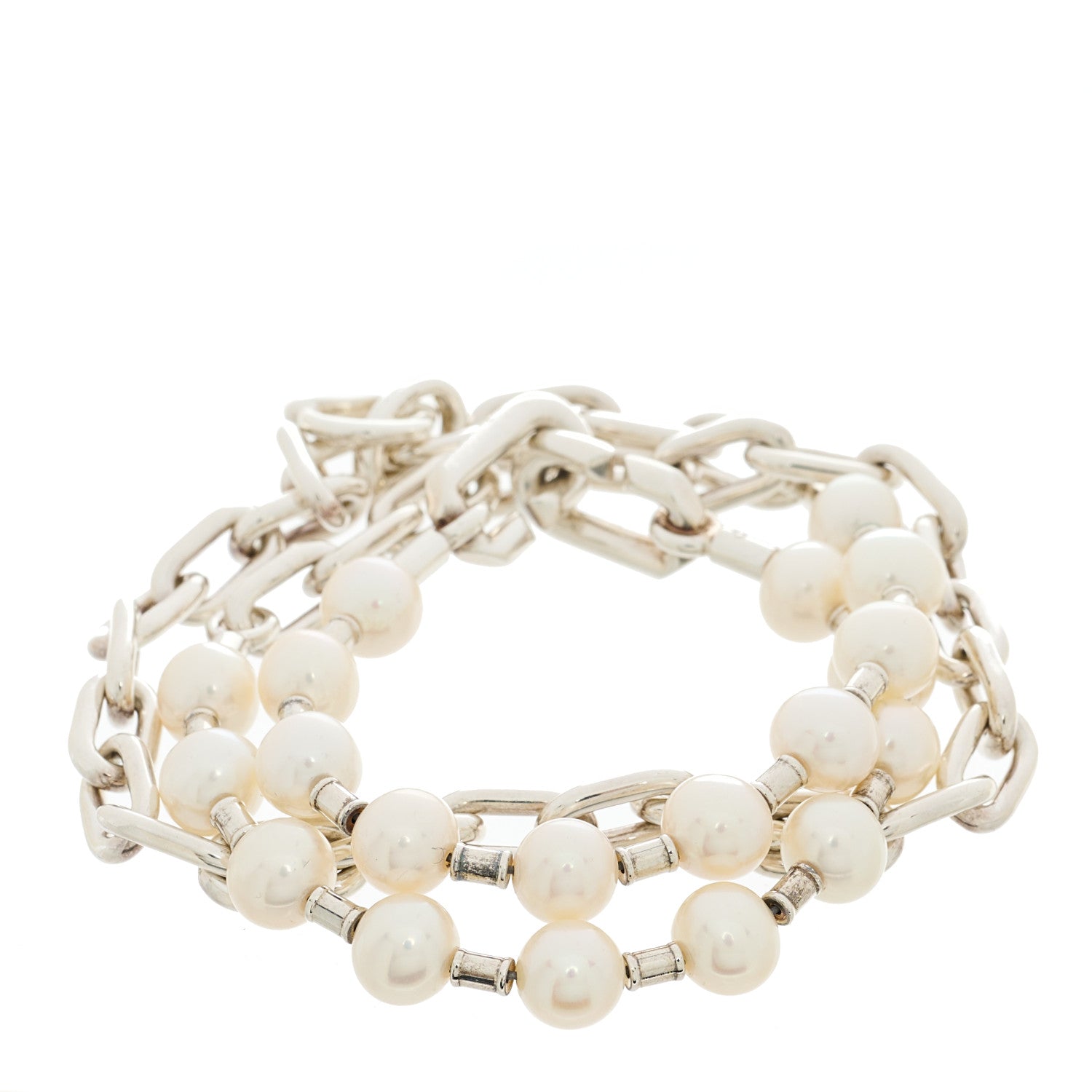Tiffany Sterling Silver Pearl HardWear Lock Bracelet 2 of 4