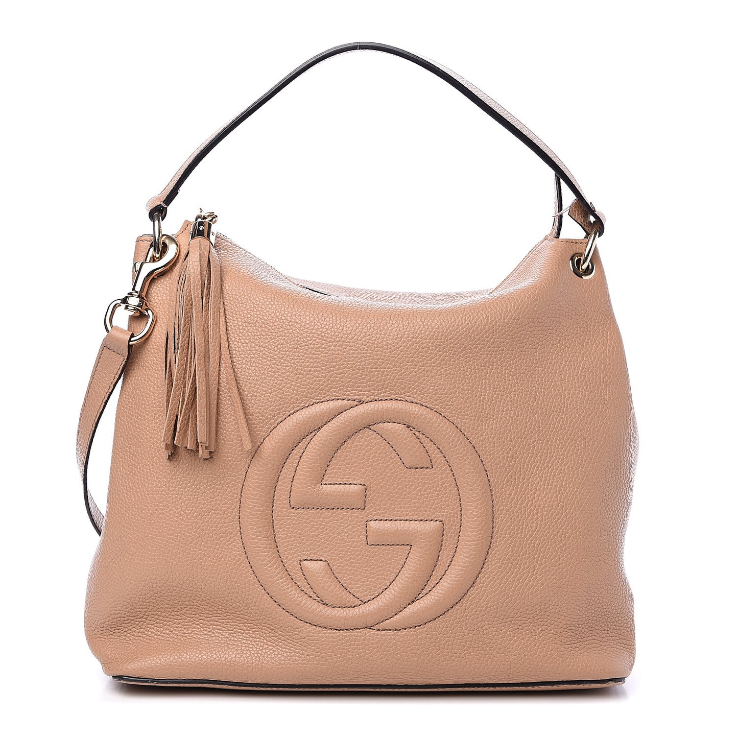 Pebbled Calfskin Large Soho Hobo Camelia