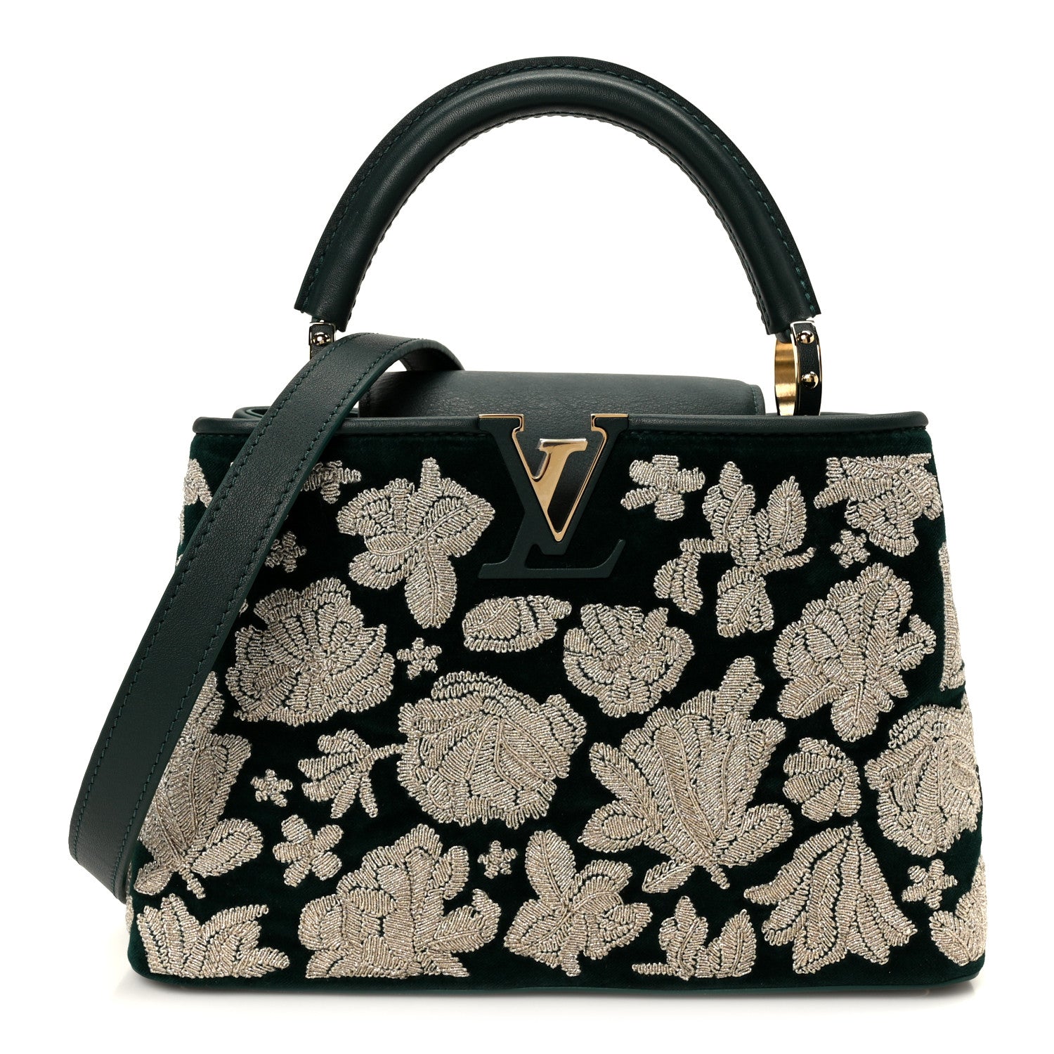 Louis Vuitton Velvet Embroidery Capucines BB Green 1 of 10