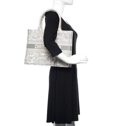 Christian Dior Canvas Embroidered Medium Dioriviera Toile De Jouy Book Tote Gray 2 of 11