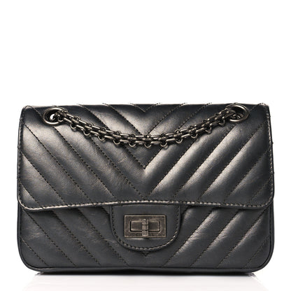 Chanel Metallic Aged Calfskin Chevron Quilted 2.55 Reissue Mini Flap Grey 1 of 11