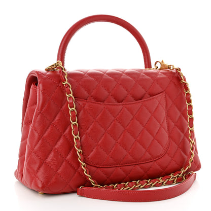 Chanel Caviar Quilted Small Coco Handle Flap Red 3 of 10