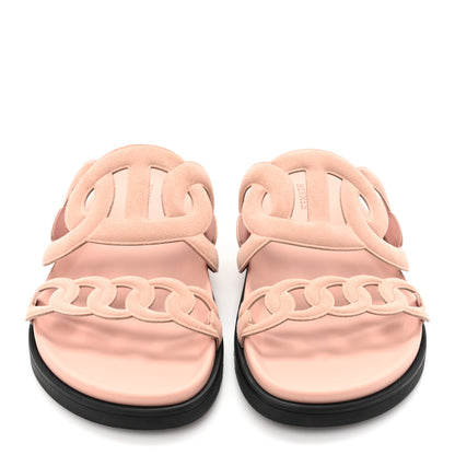 Hermes Suede Goatskin Extra Sandals 36.5 Rose Opaline 2 of 9