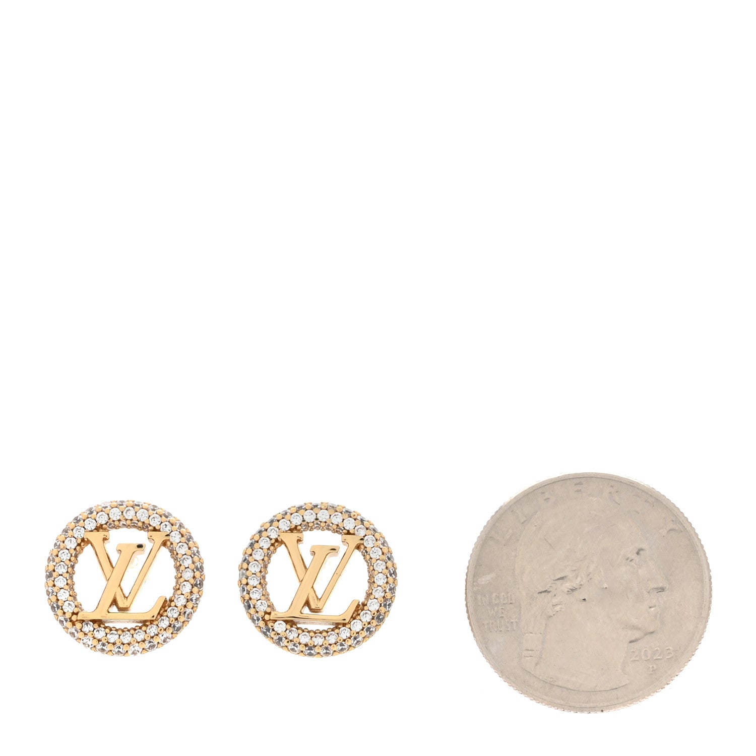 Louis Vuitton Metal Crystal Louise By Night Earrings Gold 2 of 8