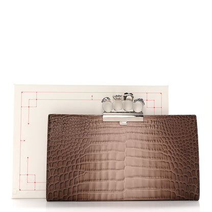 Alexander McQueen Calfskin Crocodile Embossed Knuckle Flat Clutch Light Pink 13 of 13