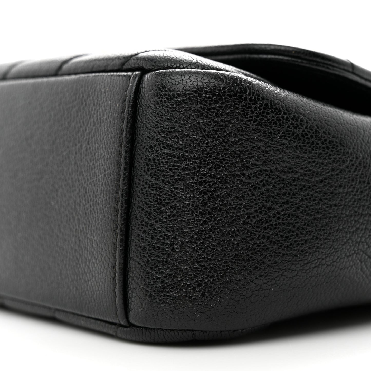 Shiny Goatskin Diagonal Quilted Small Flap Black