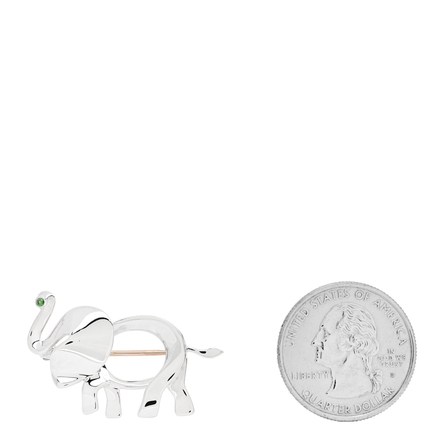 Sterling Silver Tsavorite Save the Wild Elephant Brooch