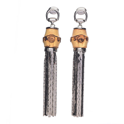 Gucci Sterling Silver Bamboo Horsebit Tassel Earrings 1 of 5