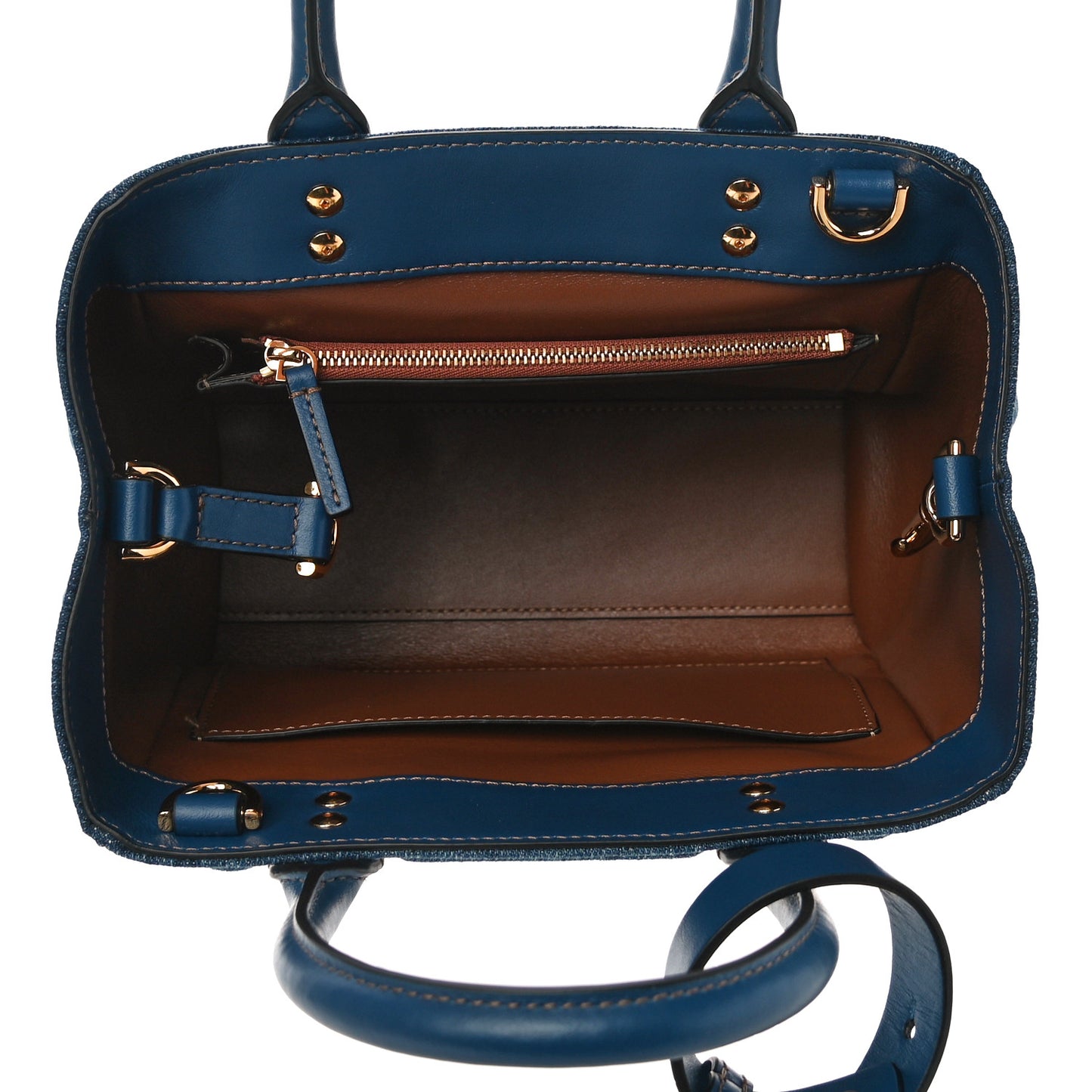 Denim Mini La Medusa Chain Tote Navy Blue