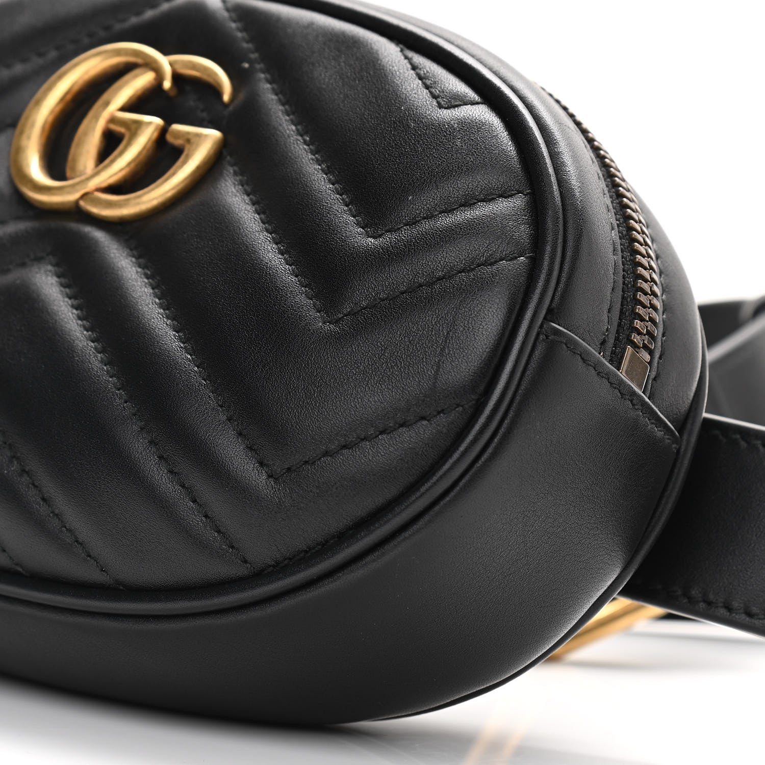 Gucci Calfskin Matelasse GG Marmont Belt Bag 85 34 Black 10 of 13